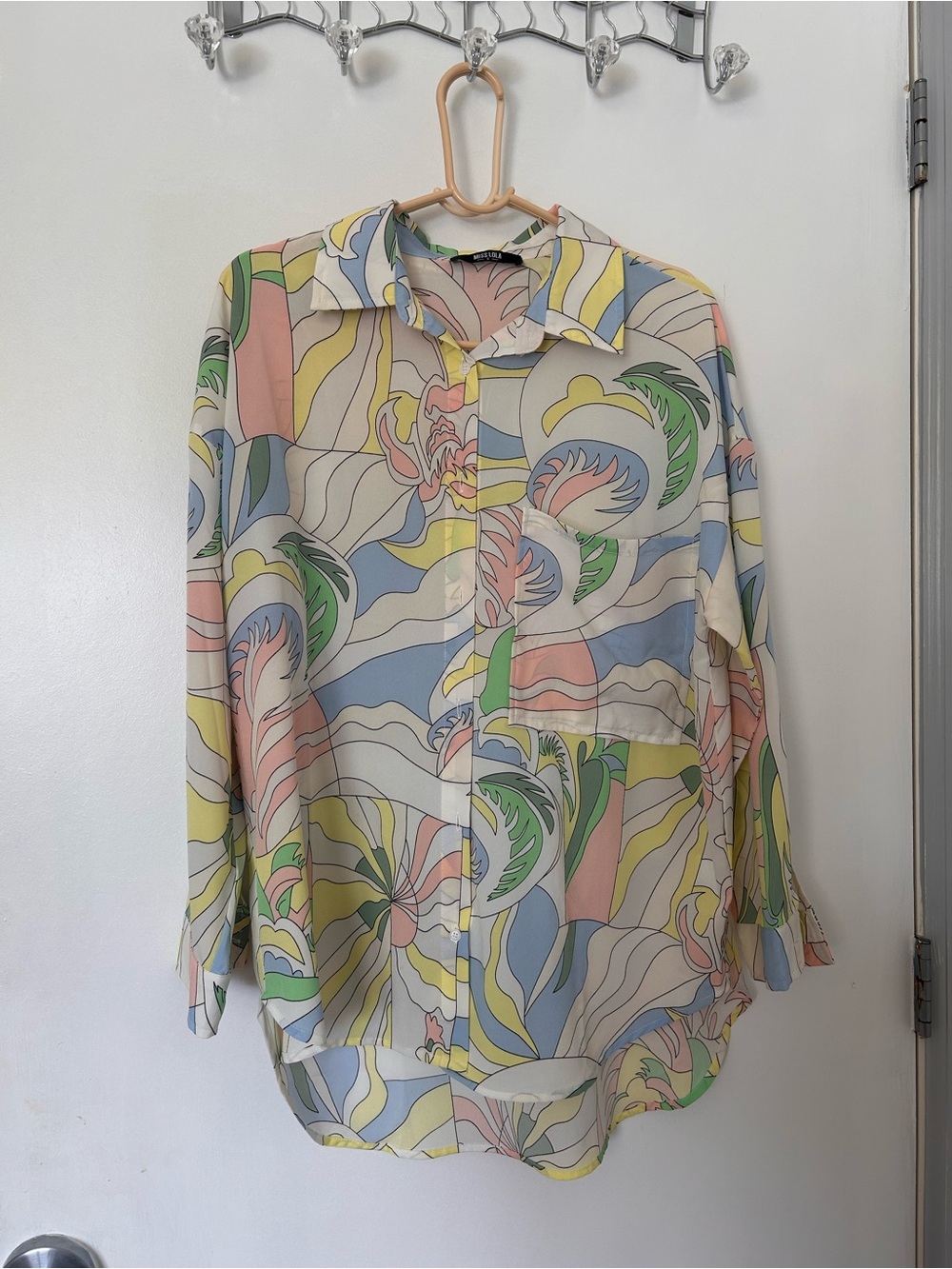 Miss Lola Pastel Multicolor Abstract Button-Down Shirt